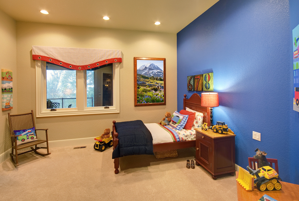 Updating a Child's Bedroom with Lighting 4 updating a child's bedroom - blue room with spotlights in the ceiling and wall lights too